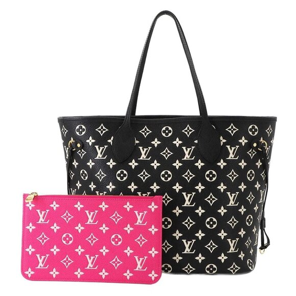 LOUIS VUITTON Monogram Empreinte Neverfull MM Tote Bag Black M46103 90281939 - Picture 1 of 11